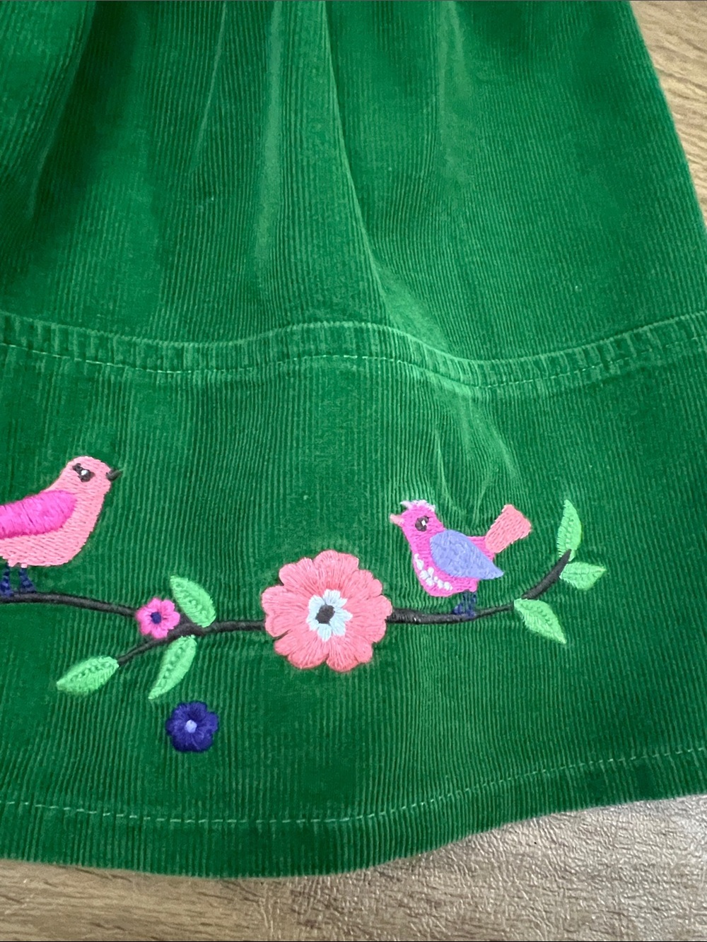 Vintage Gymboree skort w/ embroidered birds and flowers green corduroy size 5 - Picture 4 of 8